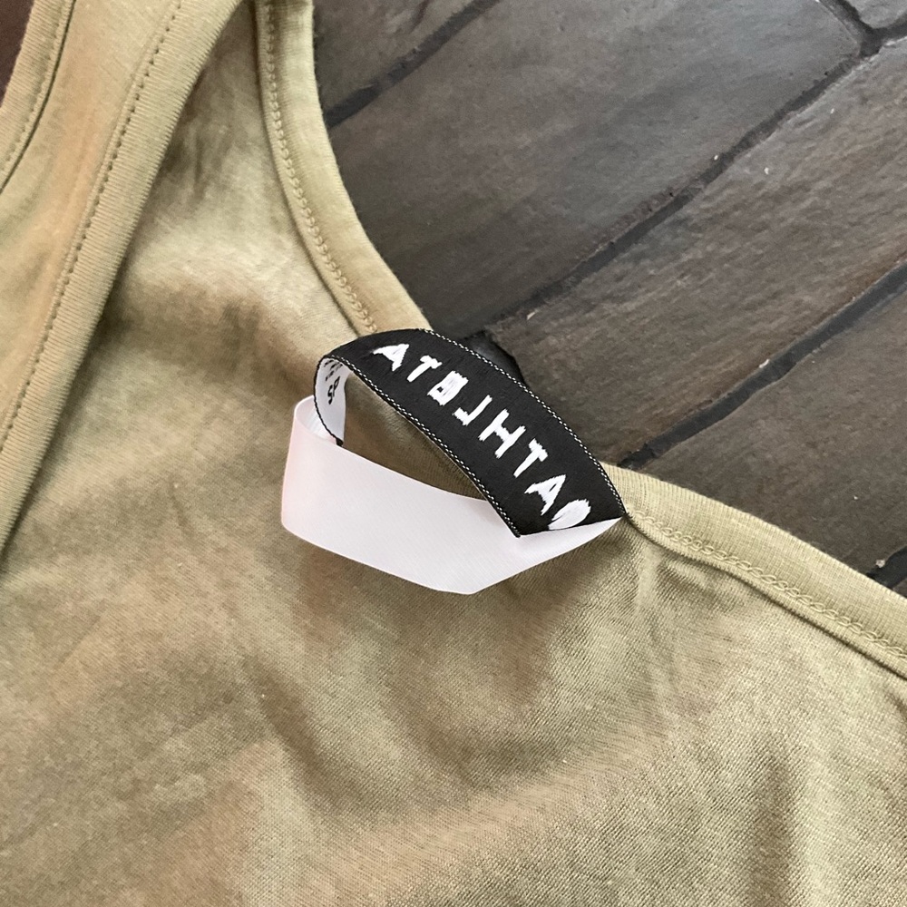 ATHLETA SHADOW OLIVE SLEEVELESS RUCHED BODYCON DELLA DRESS - Picture 7 of 8